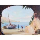 ARR Cecil Rochfort Doyly John (1906-1993), Mediterranean harbour with fisherman and boats, oil on