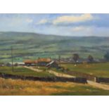 ARR Michael Curgenven (20th/21st century), Wharfe valley view with farmstead, oil on board, signed