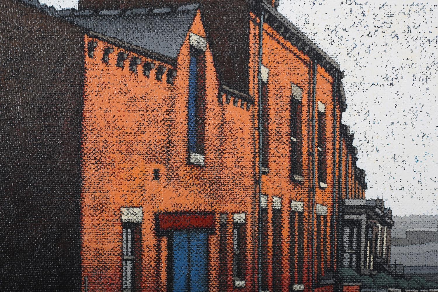 ARR Stuart Walton (b.1933), Red Brick Houses and Blue Painted Doors, Beeston, oil on board, signed - Image 3 of 6