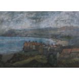 20th century British, Robin Hood's Bay, a rainy day, pastel, unsigned, 23cm x 41.5cm