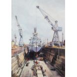 ARR Rowena Wright RSMA (Contemporary), ship building, oil on canvas, signed and dated 2002 to
