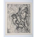 ARR Mike Moor (b.1966), Mythological scene after Stone Carving by Alfred Gilbert, etching, 12.5cm