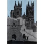 ARR After Robert Tavener RE (1920-2004), York Minster Son Et Lumiere, linocut no. 8/75, signed and