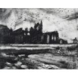 ARR Emerson Mayes (b.1972), Whitby Abbey, drypoint, no. 6/12, titled and signed in pencil to the