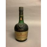 One bottle Courvoisier VSOP Fine Champagne 24 fluid ounce/68cl, seal intact, frosted bottle with