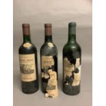 Three bottles, 1959, Prop. Despujol UK bottled, (i) label bin soiled, still attached, neck label