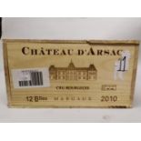 Chateau D'Arsac 2010, Cru Bourgeois Margaux, CB, twelve bottles, OWC (12)