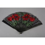 Ann Collier: A unique handmade lace fan leaf created by Ann Collier, 20th century, the vibrant