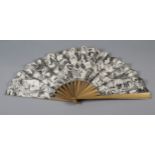 The Grafton Fur Company, a large late 19th century fan with double paper leaf, mounted on simple