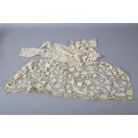 Antique Lace: An 18th century or earlier panel of needle lace, guipure with intricate brides and