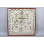 An early 19th century needlework sampler, framed and glazed, dated 1820, the work of Charlotte