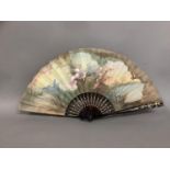 c.1900/1910, an attractive tortoiseshell fan, the monture gilded, mounted with a silk leaf,