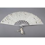 A French silk “Trick” fan or eventail à dislocation, the complex bands of cream silk ribbon