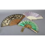 A c.1880’s wood fan, the monture with deeply carved guards, the gorge sticks with simple piercing,