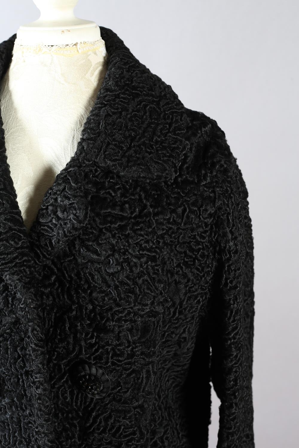 Stylish 20th century Beaver Lamb jacket/coat, c 1950’s, black, three-quarter length, black lining - Image 2 of 5
