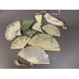 Fans for young girls: a selection of five cream celluloid brisé fans, the largest approx. 15cm,