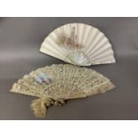 A c.1900 /1910 pink mother of pearl fan, the monture attractively pierced, the gorge to match the