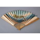 A large late 19th century fan marked on the simple wood guards as a “Souvenir de Gibraltar”, the