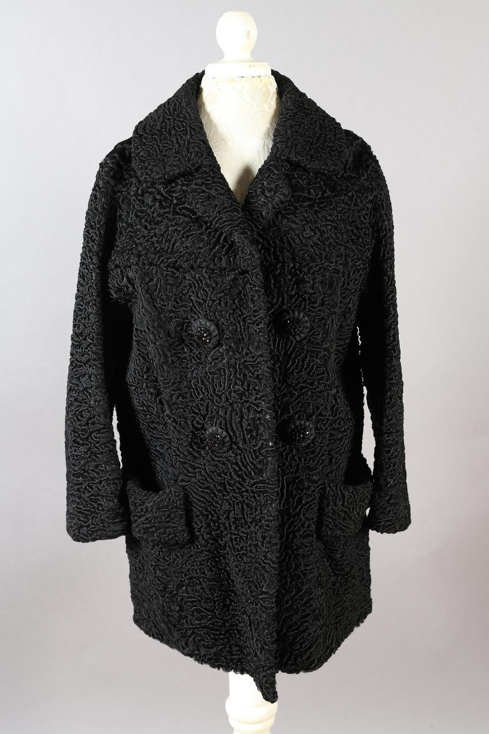 Stylish 20th century Beaver Lamb jacket/coat, c 1950’s, black, three-quarter length, black lining