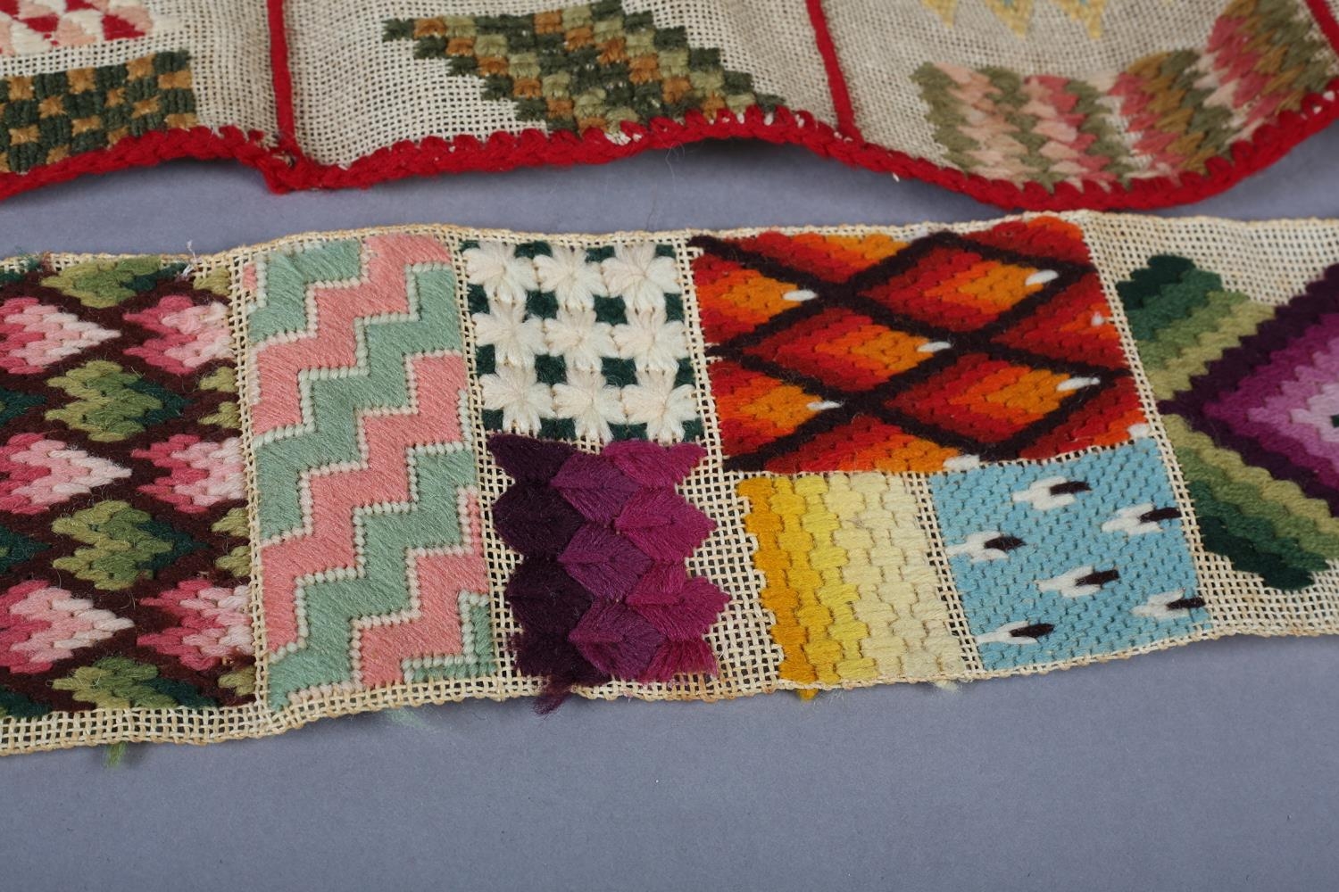 Berlin woolwork: spot samplers, on canvas, one dated 1834, the first in rectangular form, divided - Image 2 of 5