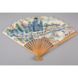 An unusual 19th century/early 20th century Chinese fan, Qing Dynasty, the double paper leaf