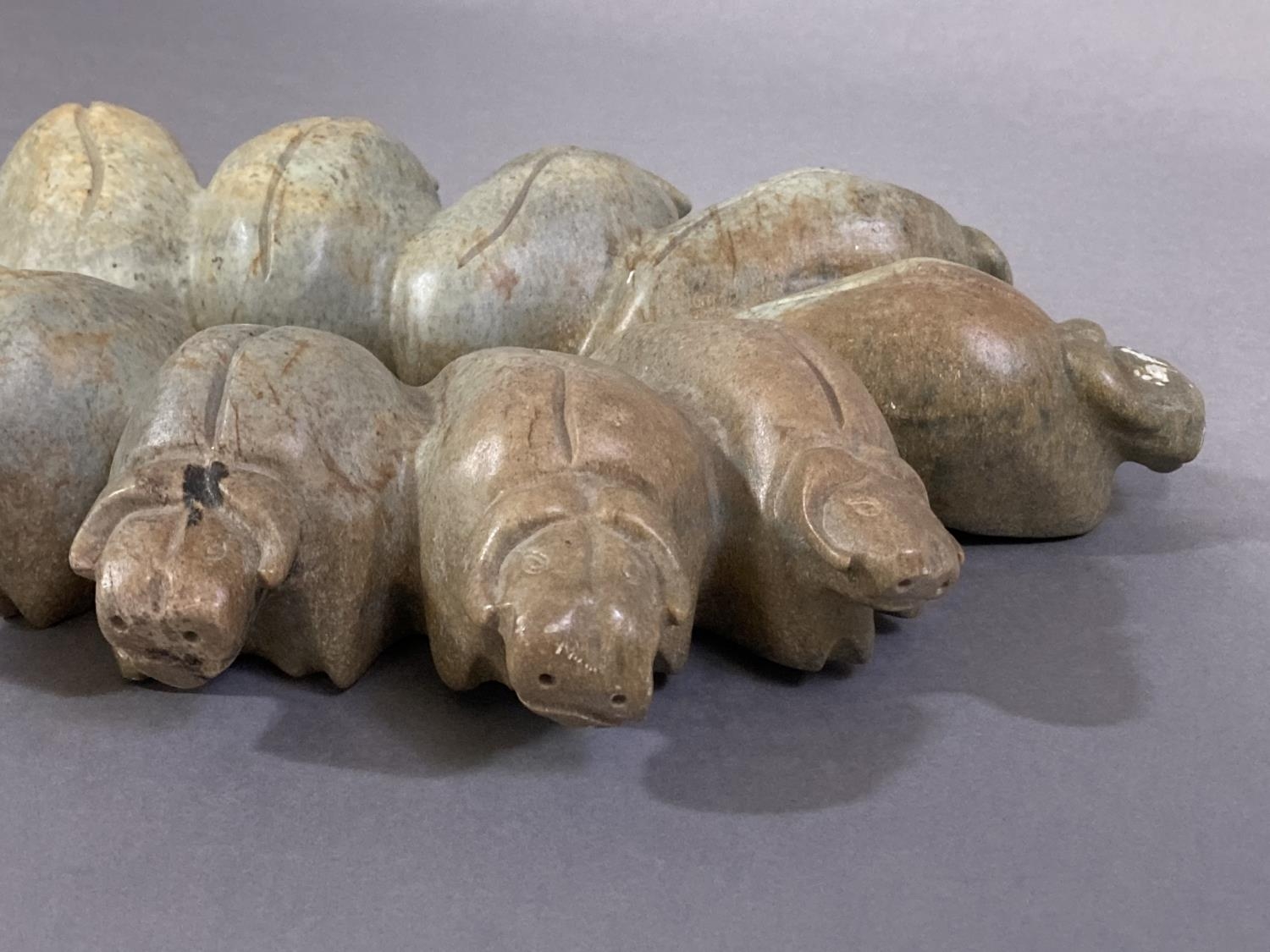 Inuit Carving - Musk Ox Circle by Johanasie Faber 2002, rare carving of twelve musk oxen in the - Image 9 of 11