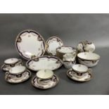 A Copeland Spode blue, white and gilt china 34 piece part tea service comprising eight cups,