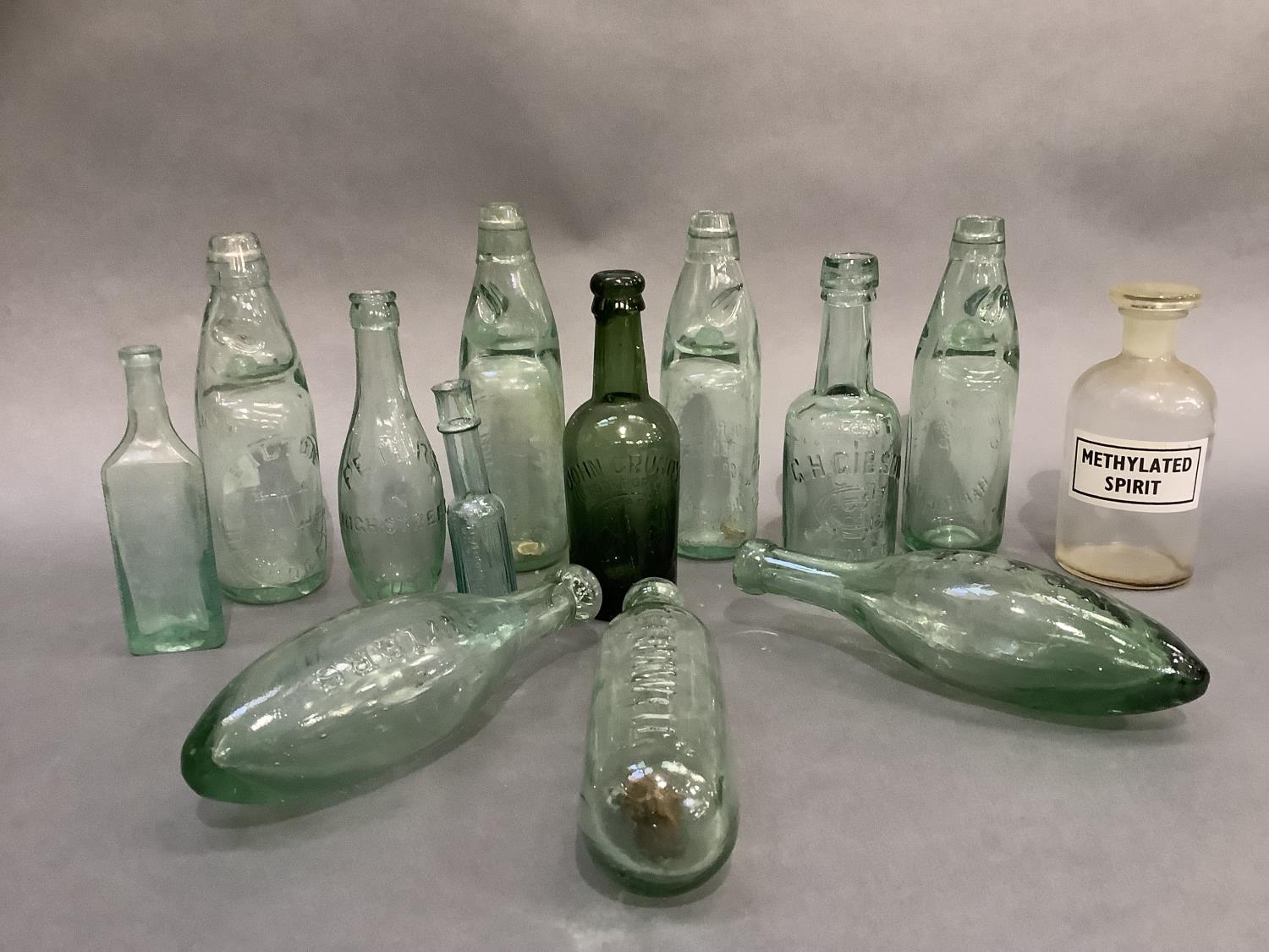 Four vintage glass Codd bottles marked for Bilton, Harrogate, Barraclough Harrogate, Harrogate - Image 2 of 3
