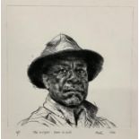 ARR Alan Flood (b.1951), The Sculptor Arun, St Kitts, black and white etching, A/P, titled, signed