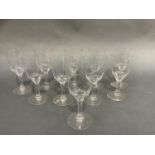 A set of ten early 20th century dessert wine glasses of slice cut