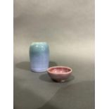 Ronald Czilinsky Harrow pottery vase with a turquoise to mauve glaze impressed seal mark 9cm high,
