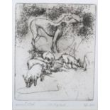 ARR Mike Moor (b.1966), The Pig Herd, black and white etching, a/p 2004, titled and signed in pencil