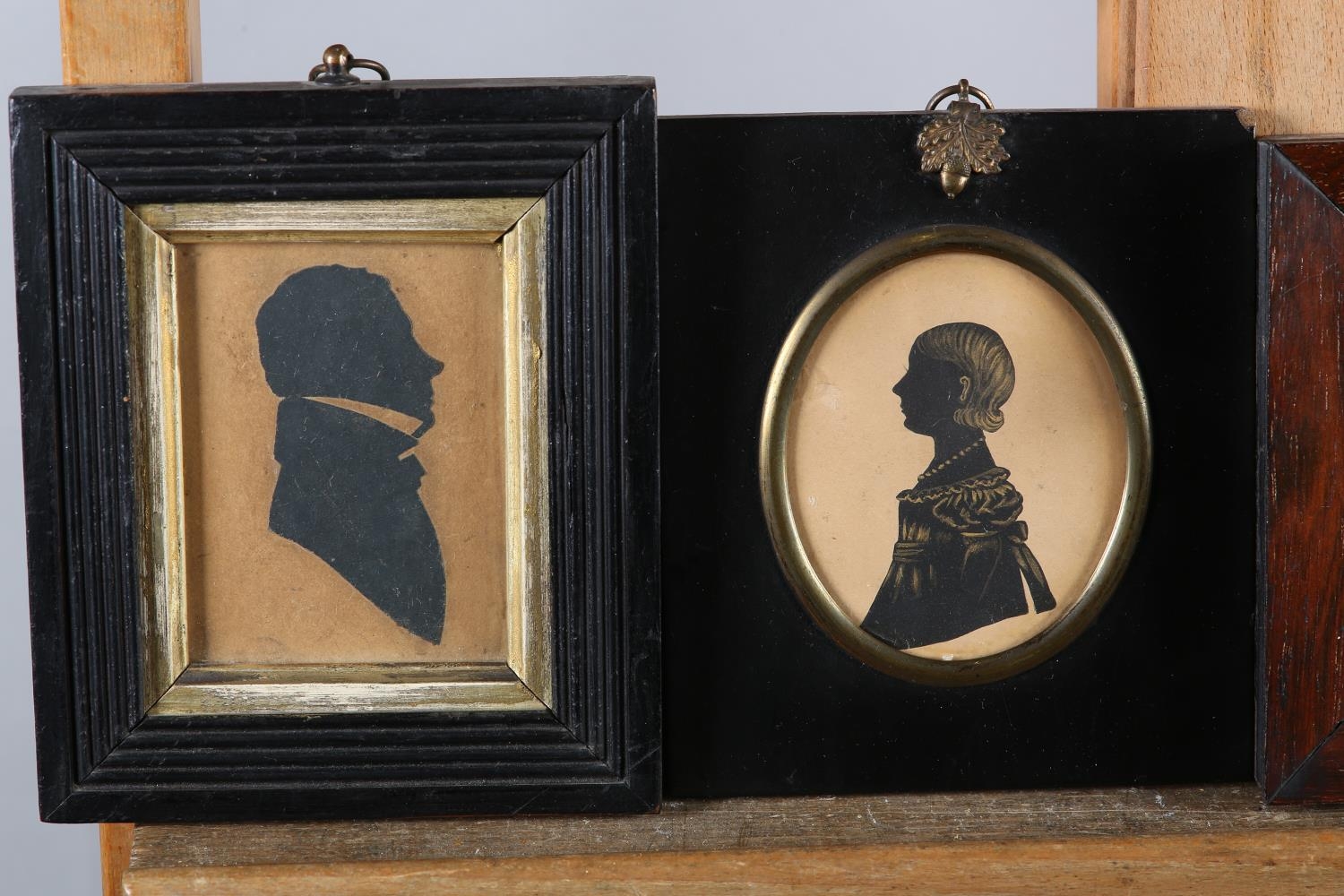 A Victorian silhouette of a young woman detailed in gilt, 7.5cm x 5.75cm, rosewood frame together - Image 2 of 5