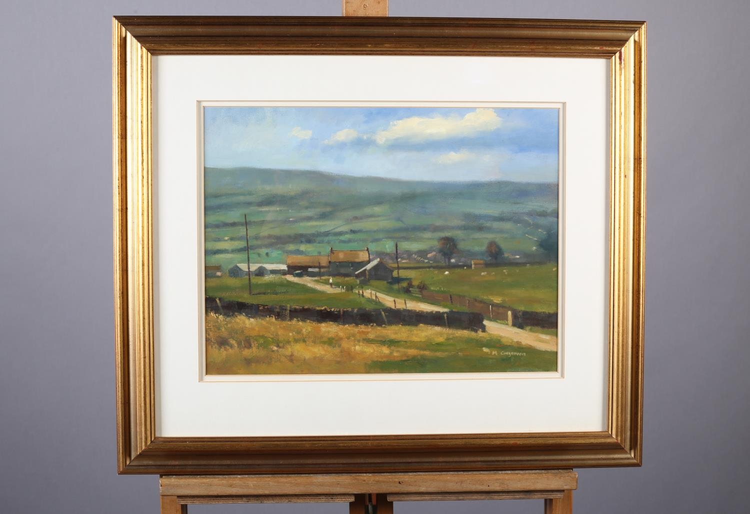 ARR Michael Curgenven (20th/21st century), Wharfe valley view with farmstead, oil on board, signed - Image 2 of 4