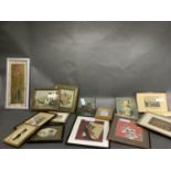 A quantity of pictures including prints, watercolours and oils