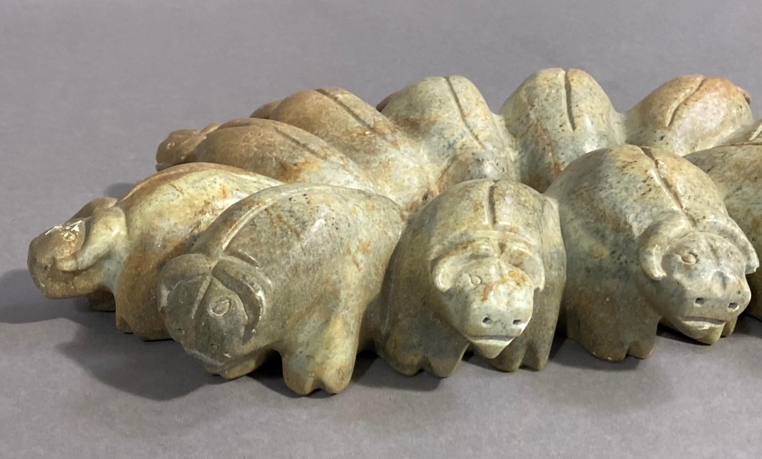 Inuit Carving - Musk Ox Circle by Johanasie Faber 2002, rare carving of twelve musk oxen in the - Image 11 of 11