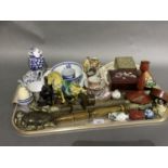 Oriental ceramics and ornamentals including blue and white vase and cover, teapot, Japanese cream