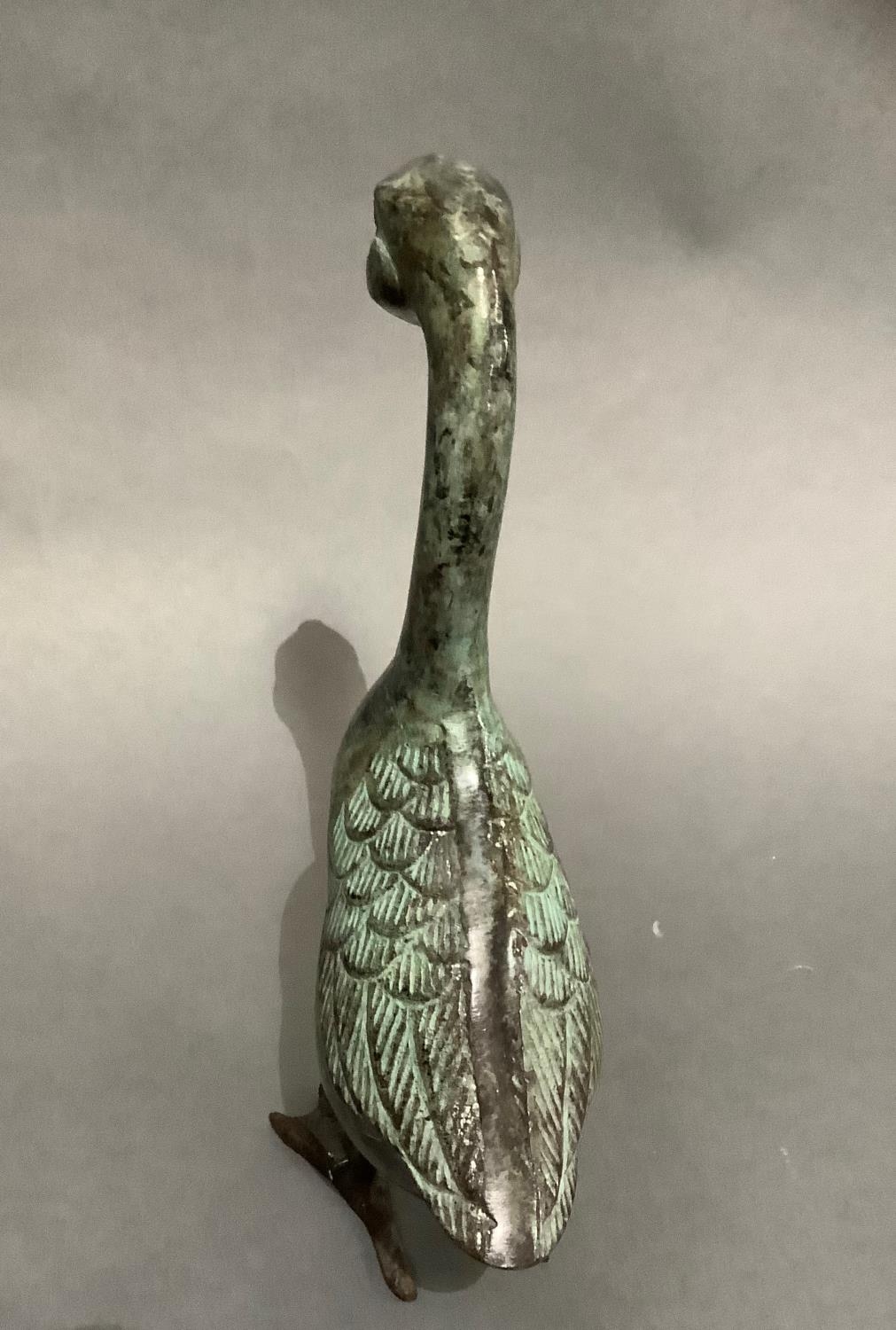 A verdigris bronzed metal figure of a duck, 26.5cm high - Image 3 of 3