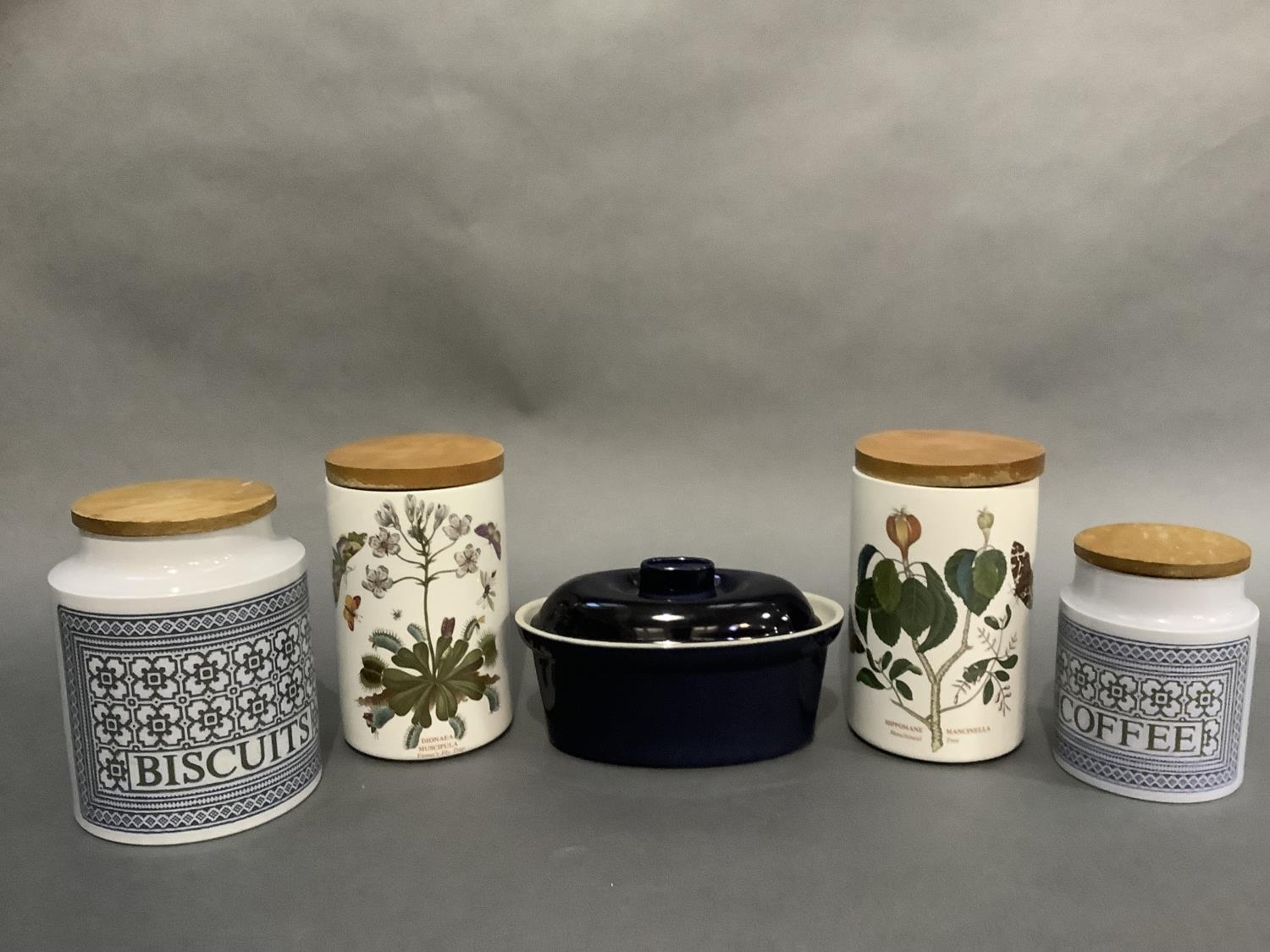 Two Portmeirion storage jars, a Hornsea pottery Tapestry storage jar for biscuits and one for coffee - Image 2 of 2