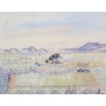 ARR Marie Walker Last (1917-2017), Landscape with copse, watercolour and pastel on paper, initialled