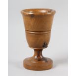 A turned fruitwood goblet, 17.5cm high
