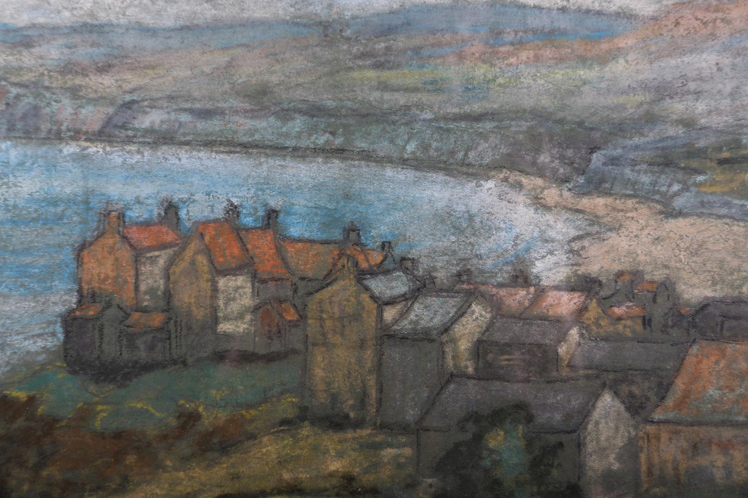 20th century British, Robin Hood's Bay, a rainy day, pastel, unsigned, 23cm x 41.5cm - Image 3 of 4