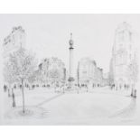 ARR David Gentleman (b.1930), The Sundial Pillar at Seven Dials 1989, black and white lithograph,