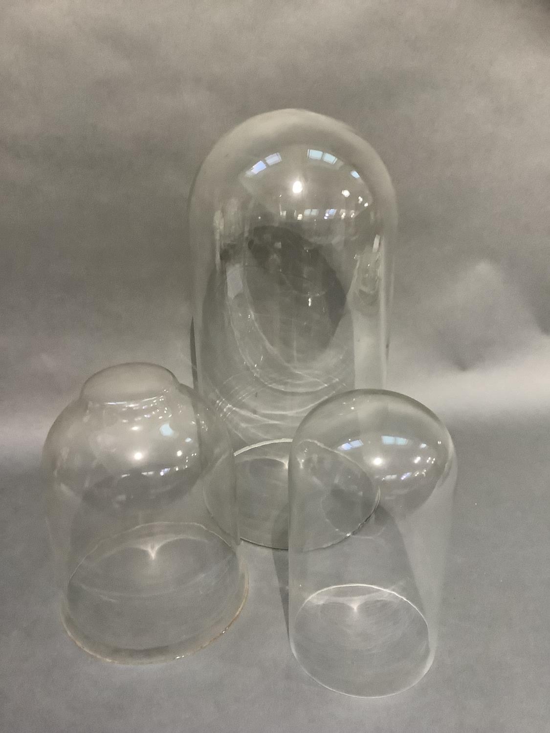 Three glass domes measuring approximately 45cm, 27cm and 26cm - Image 2 of 3