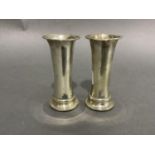 Pair of silver specimen vases, Birmingham 1905, weighted bases