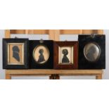 A Victorian silhouette of a young woman detailed in gilt, 7.5cm x 5.75cm, rosewood frame together