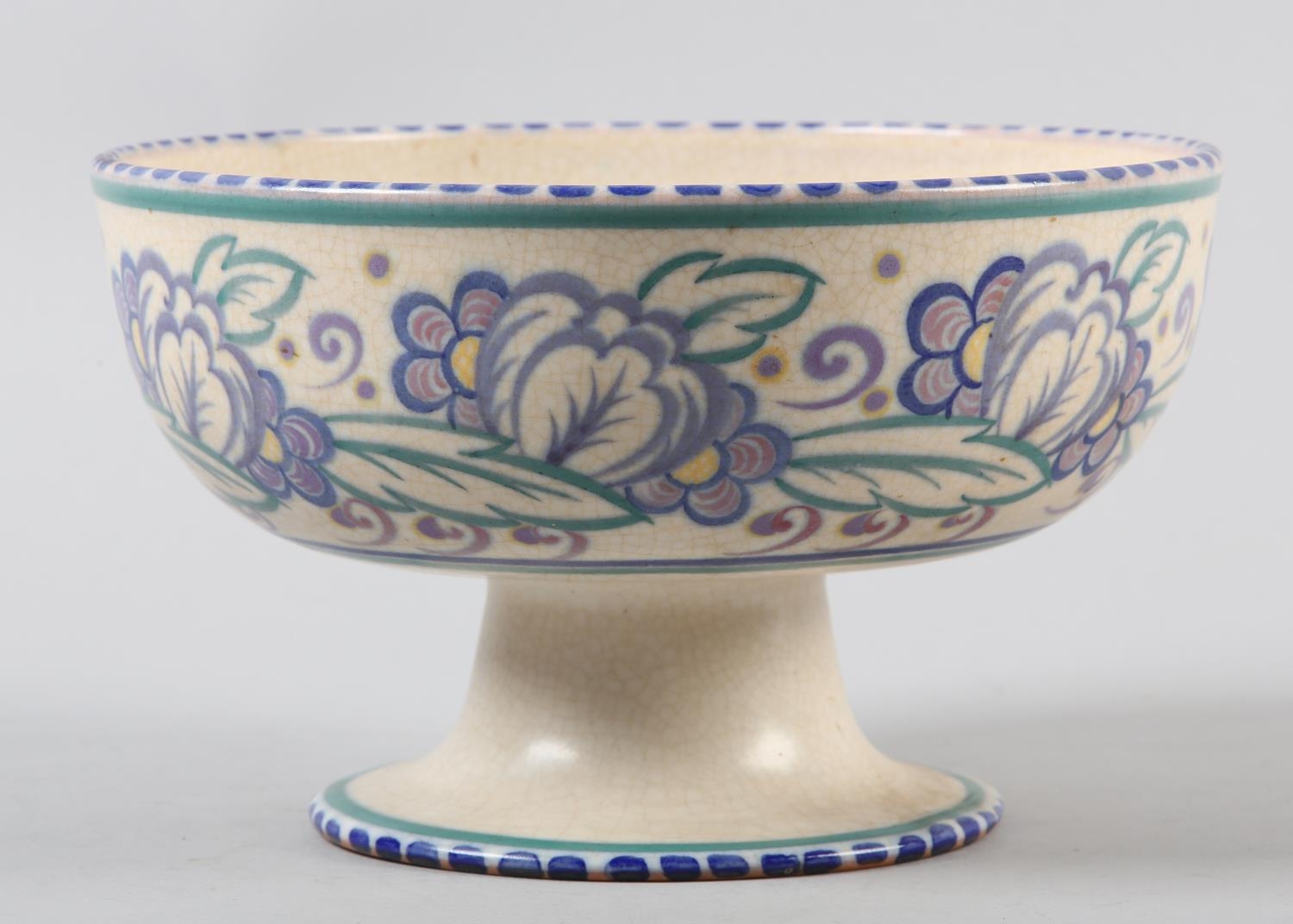 A Carter Stabler Adams Poole pottery pedestal fruit bowl, c.1930, red earthenware body and white - Image 2 of 4