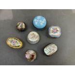 Five various trinket boxes including two Limoges hand painted boxes of floral decoration, another