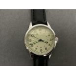 A 1940's American Navy style wristwatch in chromed case, quartz movement, tropical white dial with