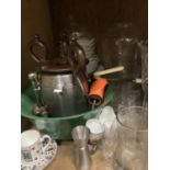Glass vases, celery vase, bowl, tankard, water jug, ice bucket, white petal shaped bowls and serving